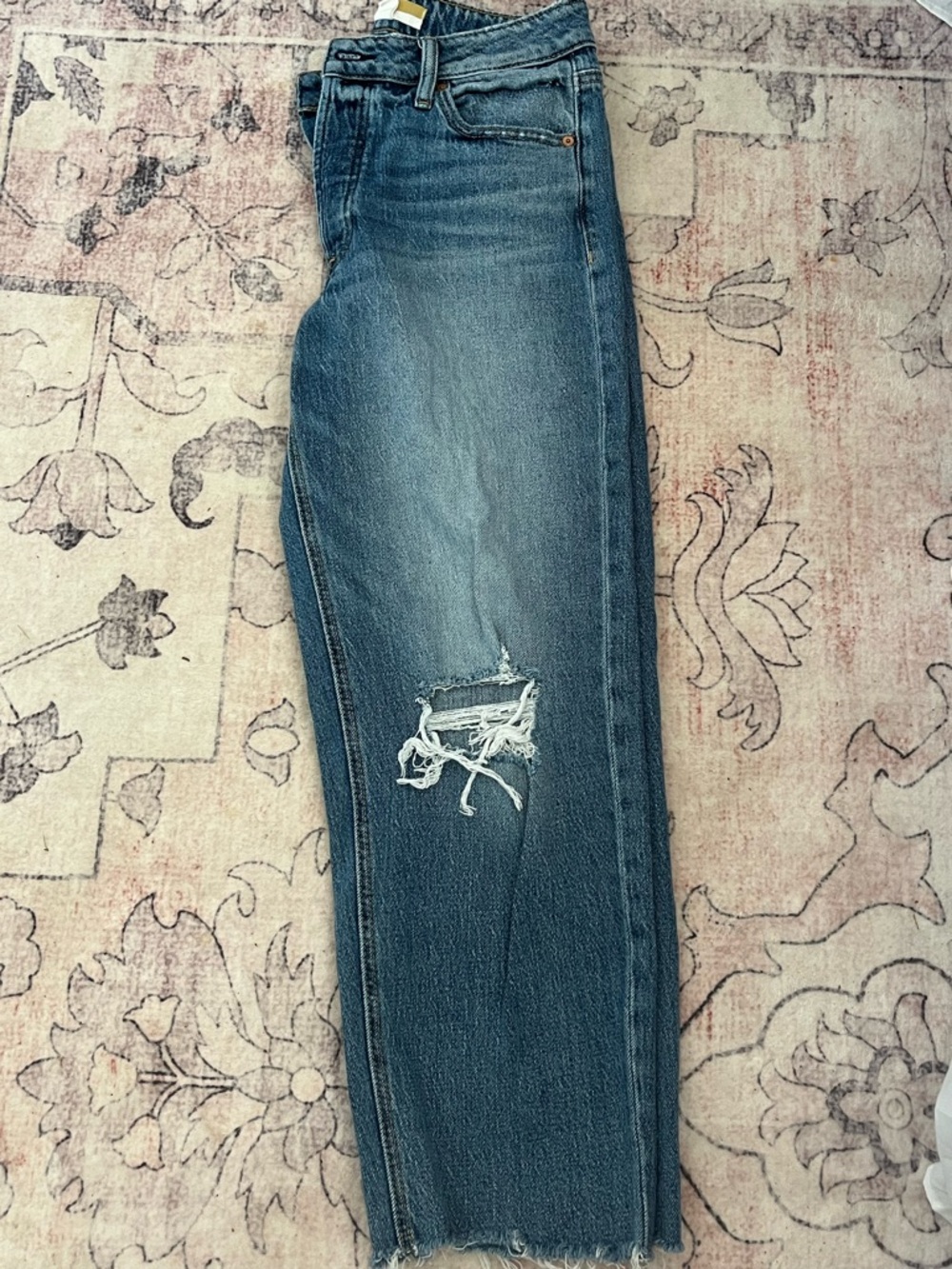 Brooklyn Industries Distressed Straight Leg Jeans - Medium Blue